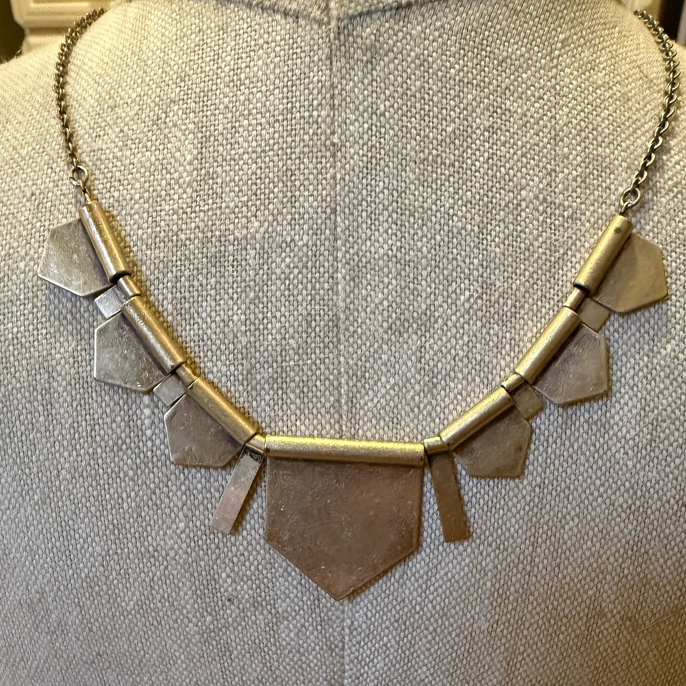 Geo Statement Necklace Gold Brass Metal